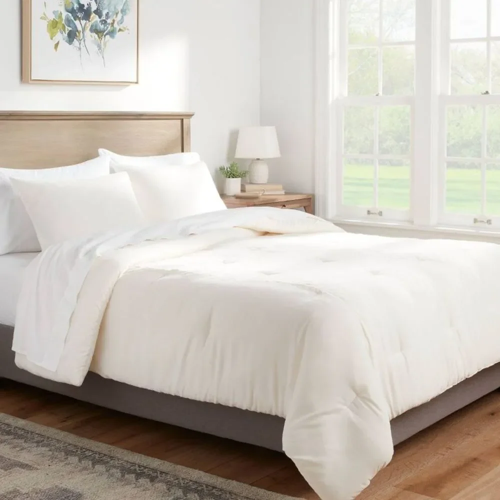 Threshold -  Velvet Comforter Set Modern Solid Suitab Off-White